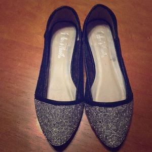 Bling Glitter Pointed Toe Mesh Lace Ballet Flats